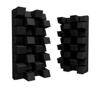 ua acoustics Set di 2 diffusori acustici | Diffusione e assorbimento sonora 2D | 50x25 cm | Pannelli decorativi da parete | Controllo del rumore e riduzione dell'eco | [Sirius-HALF | Nero]