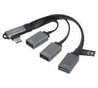 UA0361 Hub USB A-Femmina x3,USB C Connettore Angolare USB 2.0,USB 3.2 PnP LOG...
