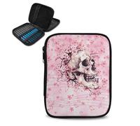Uacyareni Custodia per uncinetto con teschio vuoto fiore di ciliegio cerniera organizer per uncinetto leggero supporto per uncinetti per forniture all'uncinetto accessori per maglieria