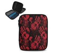 Uacyareni Custodia per uncinetto di Halloween con mani di sangue vuote custodie per uncinetto per riporre ferri da maglia circolari organizer decorazioni di Halloween