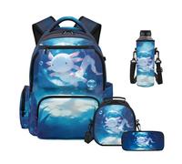 Uacyareni Grande zaino per la scuola per bambini, set da 4 con borsa termica per il pranzo, portapenne, custodia per bottiglia d'acqua, Mochila Para Niñas, Axolotl Bubble Subacquea, Zainetto
