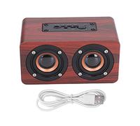 Uadme Altoparlante portatile in legno rosso con doppi altoparlanti, chiamata vocale, ricarica USB, subwooferMini altoparlante senza fili
