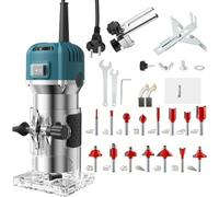 Uadme Pantografo per Legno, Fresatrice Verticale con 6 Velocità Regolabili, 800W 30000 Giri/Min Rifilatore Legno con 15 Frese, per Smussare, Scanalare, Rifilare, Punzonare, Tagliare e Intagliare