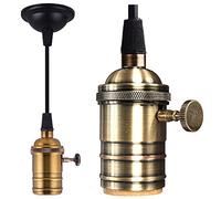 Uadme Portalampada retrò E26/E27 antico portalampada Edison con interruttore on/off, portalampada a sospensione