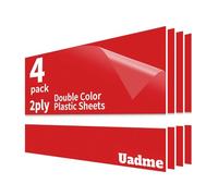 Uadme Targhetta Incisa Personalizzata, 4 Pezzi Fogli Plastica ABS A4, 30x20cm Cartello Personalizzato per Incidere Dipinti Interessanti, Targhe Murali, Segnali Stradali, Bianco su Rosso