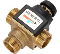 Uadme Valvola Termostatica 3 Vie, DN20 Miscelatrice Termostatica 3/4 in Ottone con Filettatura Maschio per Scaldabagno Solare, 35 a 60 Gradi, Funzione Antiscottatura