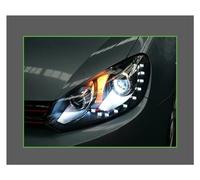 UAGFDFF Paralume Anteriore Lampada Frontale Per Auto Per VW Per Golf 6 MK6 2009-2013 Fari DRL Luce Di Marcia Diurna LED Bi Xenon Lampadina Fendinebbia Accessorio Faro Copriobiettivo(Include led)