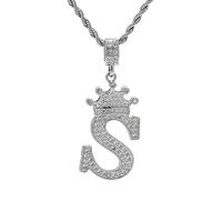 UALGL Collana con lettere A-Z per uomini e donne, placcata in oro 18 carati, con catena da 23 pollici, hip hop, nome dell'alfabeto, gioielli regali per la mamma, 18 carati, Zirconia cubica