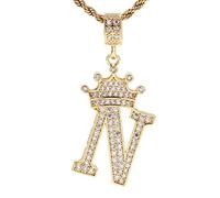 UALGL Collana con lettere A-Z per uomini e donne, placcata in oro 18 carati, con catena da 23 pollici, hip hop, nome dell'alfabeto, gioielli regali per la mamma, 18 carati, Zirconia cubica