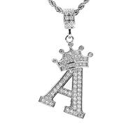 UALGL Collana con lettere dalla A alla Z per uomo e donna, placcata in oro 18 carati, con catenina da 58,4 cm, stile hip-hop, regalo per mamma, 18 carati, con zirconia cubica