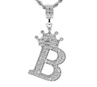 UALGL Collana con lettere dalla A alla Z per uomo e donna, placcata in oro 18 carati, con catenina da 58,4 cm, stile hip-hop, regalo per mamma, 18 carati, con zirconia cubica