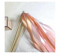 UALXPAO Bastoncini con Nastro White Lace Ribbon Wands with Golden Silver Bells, Fairy Streamer Stick for Wedding Party per Cerimonie Matrimonio Addio Nubilato Feste(Pink,50pcs)