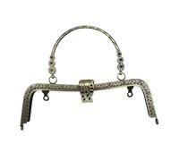 UALXPAO Clic Clac per Borse 2 Pezzi 20 cm Foglia Metallo Borsa Telaio Maniglia Pochette Accessori Fai da Te Chiusura a Bacio Bronzo goffratura a Forma di M Borsa Hardware(Bronze)