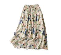 UALXPAO Gonna a Fiori Gonna con Elastico in Vita e Stampa Casual for Abito Estivo Floreale da Donna(M)