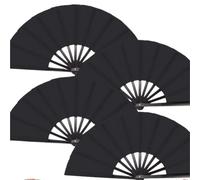 UALXPAO Ventaglio Pieghevole 1pc 10 inch Kung Fu Fan Folding Martial Arts Double Sided Sound(Black-4pcs)