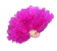 UALXPAO Ventaglio Pieghevole 70 * 40CM Big Feather Fans Black Fan Party Dance Performance Hands Held Folding 15 Bones(Rose,1PC70cmx40cm Left)