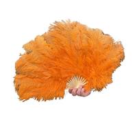 UALXPAO Ventaglio Pieghevole 70 * 40CM Big Feather Fans Black Fan Party Dance Performance Hands Held Folding 15 Bones(Orange,1PC70cmx40cm Left)