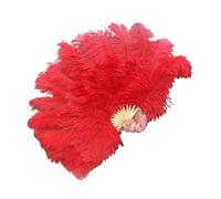 UALXPAO Ventaglio Pieghevole 70 * 40CM Big Feather Fans Black Fan Party Dance Performance Hands Held Folding 15 Bones(Red,1PC70cmx40cm Right)