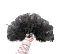 UALXPAO Ventaglio Pieghevole 70 * 40CM Big Feather Fans Black Fan Party Dance Performance Hands Held Folding 15 Bones(Black,10PCS 70cmx40cm)