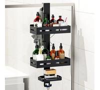 Uamector Mensola per doccia da appendere, colore nero, con portasapone, supporto per shampoo per doccia