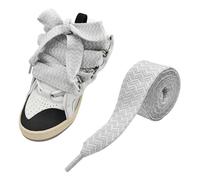 UamGlsob Lacci Extra Larghi da 3cm Per Lanvin Sneaker, Lacci Piatti Colorati Jumbo, Oversize Spessi, Stile Chunky & Streetwear (Grey+white,140cm)