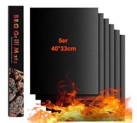 UAMLVCN Tappetino Griglia Barbecue, 5 pezzi Tappetino Barbecue, Stuoie Grigliata, BBQ Tappetini, Grill mat Riutilizzabili, stuoie da forno antiaderenti per Griglia Carbone Forno (40x33CM)