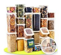 uandu Contenitori con coperchio, ermetici, set da 24 contenitori per conservare e organizzare la cucina, senza BPA, organizer da cucina, contenitori per tutti gli alimenti secchi