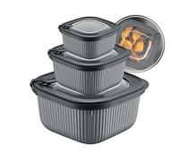 uandu Set di 3 contenitori salvafreschezza con coperchio, per forno a microonde, ermetici, scatole Meal Prep, scatola di plastica senza BPA con coperchio
