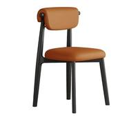 UANFHWZF Sedie da pranzo Sedia da pranzo minimalista in legno massello con schienale in vera pelle(Orange)