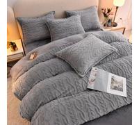 UANGLI Copripiumino Jacquard in Pile Corallo 220x240 cm - Copripiumino King Size per Coppia Bambino - Set di Biancheria da Letto Matrimoniale Caldo Invernale