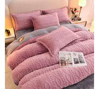 UANGLI Copripiumino Jacquard in Pile Corallo 220x240 cm Copripiumino King Size per Coppia Bambino Set di Biancheria da Letto Matrimoniale Caldo Invernale