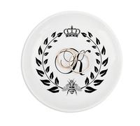 UanMere Piccolo piatto per gioielli con iniziali K, vassoio per anelli in ceramica con monogramma per gioielli, corona di api con lettera anniversario, proposta di Natale, regali per femmina, figlia