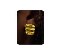 UANNEAU Orecchini da donna alla moda, placcati in oro 14 carati, delicati orecchini quadrati ondulati, minimalisti, ipoallergenici, idea regalo per la mamma, Large, Rame, Nessuna pietra preziosa