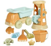 Uanqfegy Giocattoli da Spiaggia per Bambini - 9 Pezzi/Set Giocattoli di Sabbia in plastica, Include Camion stampi per Sabbia secchi Pale rastrelli per Bambini