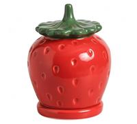 Uanqfegy Porta stuzzicadenti in ceramica fragola con coperchio - Dispenser decorativo per stuzzicadenti per la decorazione della casa del tavolo da pranzo della cucina