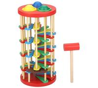 Uanqfegy Torre a Caduta con Palline di Legno, Martello con Rampe vorticose e 3 Palline educative Montessori per Neonati e Bambini di 3 Anni