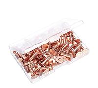 Uanratg 100 set di rivetti in rame e rondelle a bave, rivetti con rivetti in rame per collari, forniture per artigianato