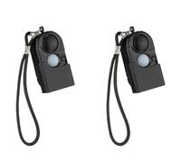 Uanratg 2 Pz Viaggio Portatile Mini Sensore di Movimento A Infrarossi PIR Rilevatore Nero Allarme 120DB Sicurezza Domestica Wireless Antifurto