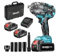 Uaoaii Avvitatore a percussione a batteria da 1300 N.m, avvitatore a percussione, batteria per camion, cambio pneumatici con due batterie da 5000 mAh, trapano elettrico a percussione motore senza