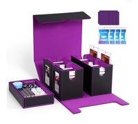 UAONO Scatola per carte di credito MTG Commander Deck, 5 in 1 con display per oltre 400 carte bifacciali, copertura per MTG/PTCG/Yugioh/TCG con scomparto cubo (nero viola)