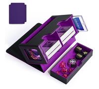 UAONO Scatola per Carte MTG Doppia Con 2 Display Commander e Vassoio per Dadi - Organizer per Oltre 200 Carte a Doppia Manica, CCG TCG (Nero Viola)