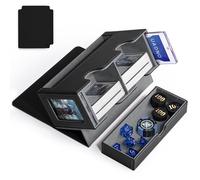 UAONO Scatola per Carte MTG Doppia Con 2 Display Commander e Vassoio per Dadi - Organizer per Oltre 200 Carte a Doppia Manica, CCG TCG (Grigio Nero)