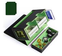 UAONO Scatola per carte MTG, doppia scatola portaoggetti con 2 display Commander e 1 vassoio per dadi, adatta a oltre 200 carte a doppia manica, organizer per carte sportive CCG TCG (nero verde)