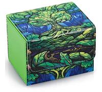 UAONO Scatola per Carte MTG in Pelle PU - Contiene Oltre 120 Mazzi Commander Con Maniche - Adatta per Carte Magiche TCG Con 2 Divisori (Verde, Albero)