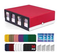 UAONO Scatola portaoggetti per carte collezionabili con display Commander; 2400+ Deck Box per MTG con copertura rimovibile; custodia per carte sportive Magic TCG PTCG; 24 divisori, 4 tappi (rosso