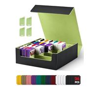 UAONO Scatola portaoggetti per carte collezionabili, oltre 2400 MTG Commander Deck Box con 24 divisori colorati, custodia per carte da gioco Magic TCG PTCG (nero e verde limone)