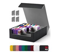 UAONO Scatola portaoggetti per carte di trading, 2400 + MTG Commander Deck Box con 24 divisori colorati, custodia per carte da gioco Magic TCG PTCG (nero e grigio)