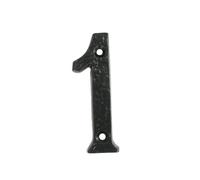 UAP Numeri civici da 10,2 cm in ferro nero, fissaggio a vite per porta d'ingresso, numero indirizzo rustico da avvitare per porte e cancelli, realizzati in ghisa solida (numero 1)