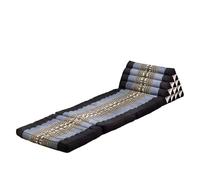 UAPAYEBYMB Cuscino Triangolare A Tre Pieghe In Stile Thailandese,Tappetino Pieghevole,Imbottito In Kapok,Adatto Per Guardare La Televisione,Leggere,Campeggiare E Fare Yoga (black blue, 180 * 55 * 40)