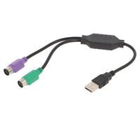 UAPS12-BK Adattatore USB 2.0 PS/2 Femmina x2, USB A-Spina 0,3m Nero GEMBIRD
